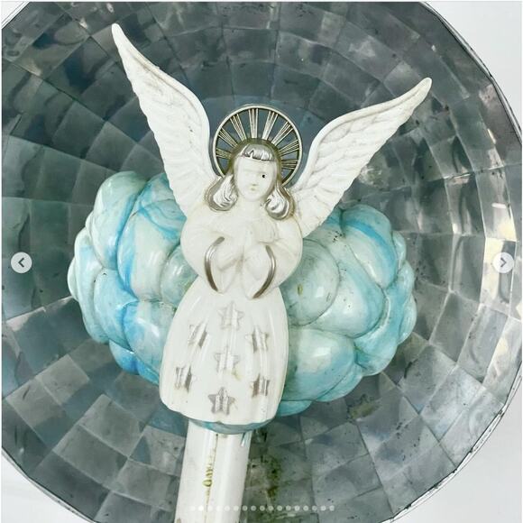 Vtg Christmas Angel Heavenly Reflecting Light Tree Topper Reflector UNTESTED - Picture 3 of 10